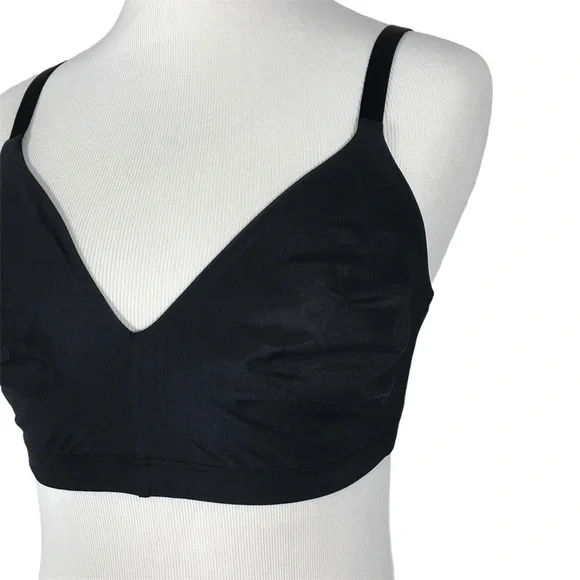 HANRO OF SWITZERLAND 1291 SMOOTH ILLUSION WIREFREE BRALETTE BLACK SIZE 38B